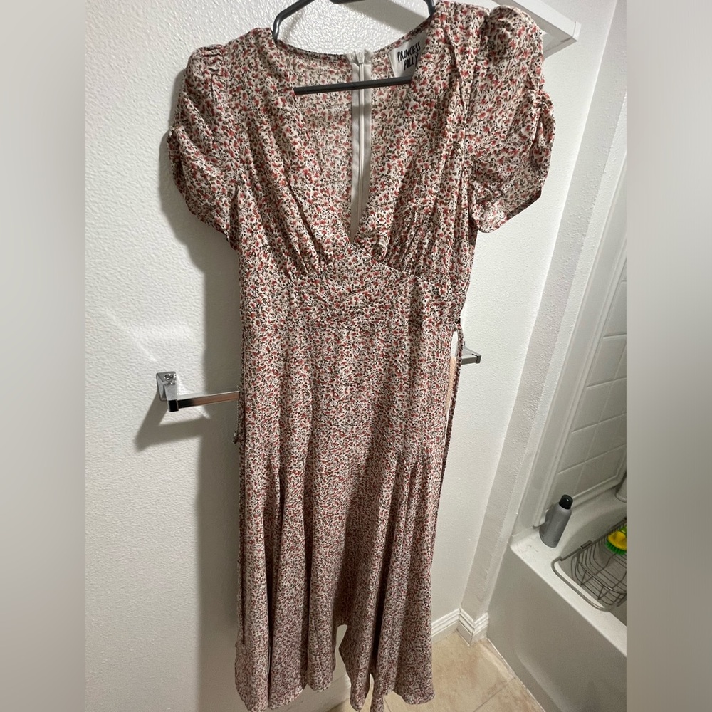 Princess Polly - Pink & White Floral Maxi Dress - Size 4